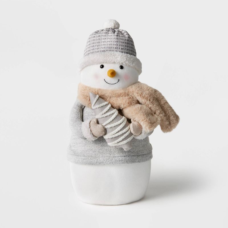 15" Fabric Snowman with Tree Decorative Figurine - Wondershop™ | Target