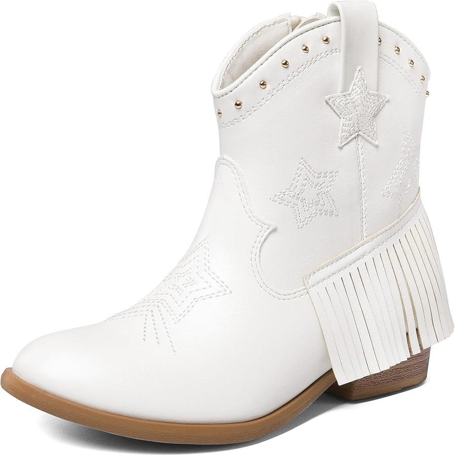 DREAM PAIRS Girls Cowgirl Cowboy Ankle Western Boots Side Zipper Riding Shoes with Tassel Little ... | Amazon (US)