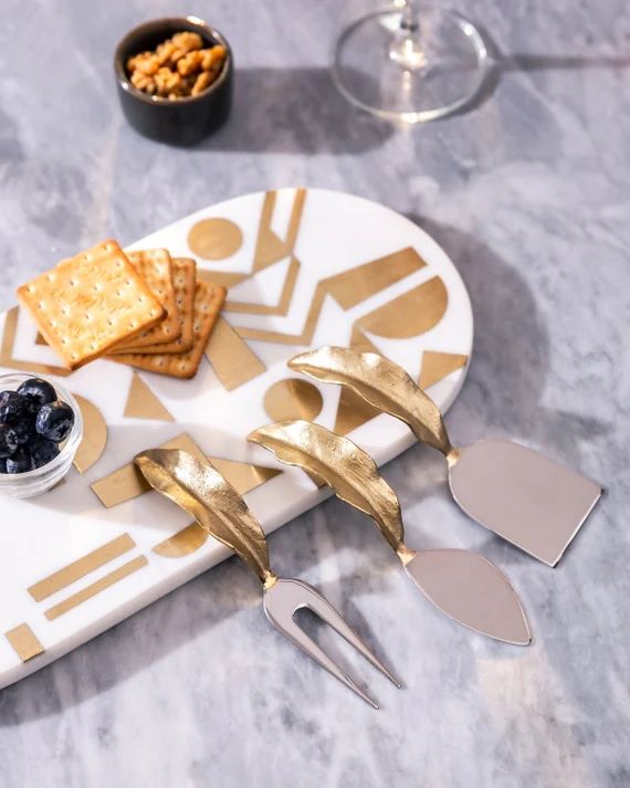 Geometric Inlay Cheese Board Luxury Handmade Marble Brass | Etsy | Etsy (US)