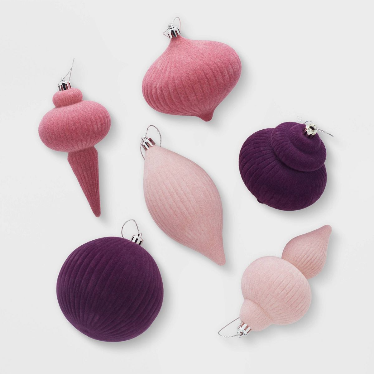 Flocked Finial Christmas Tree Ornament Set 6pc Pink - Wondershop™ | Target