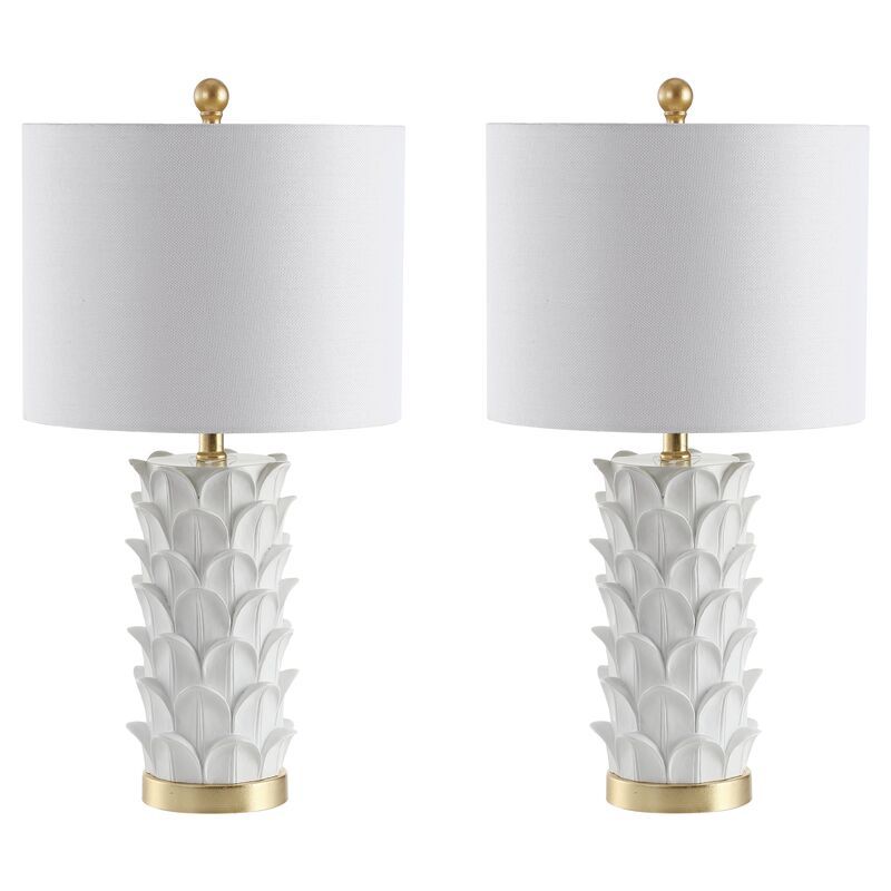 S/2 Violet Table Lamps, White/Gold Leaf | One Kings Lane