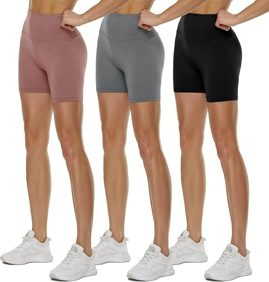 QGGQDD 3 Pack High Waisted Biker Shorts for Women – 5" Buttery Soft Black Workout Yoga Athletic... | Amazon (US)