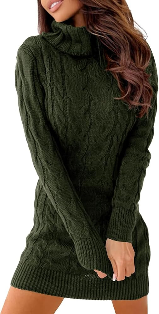 Ebifin Strickkleid Damen Rollkragen Strickpullover Elegant Jumper Kleid Pullikleid Winterkleid St... | Amazon (DE)