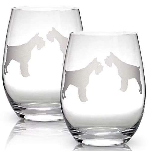 Schnauzer Stemless Wine Glasses (Set of 2) | Unique Gift for Dog Lovers | Hand Etched with Breed ... | Walmart (US)