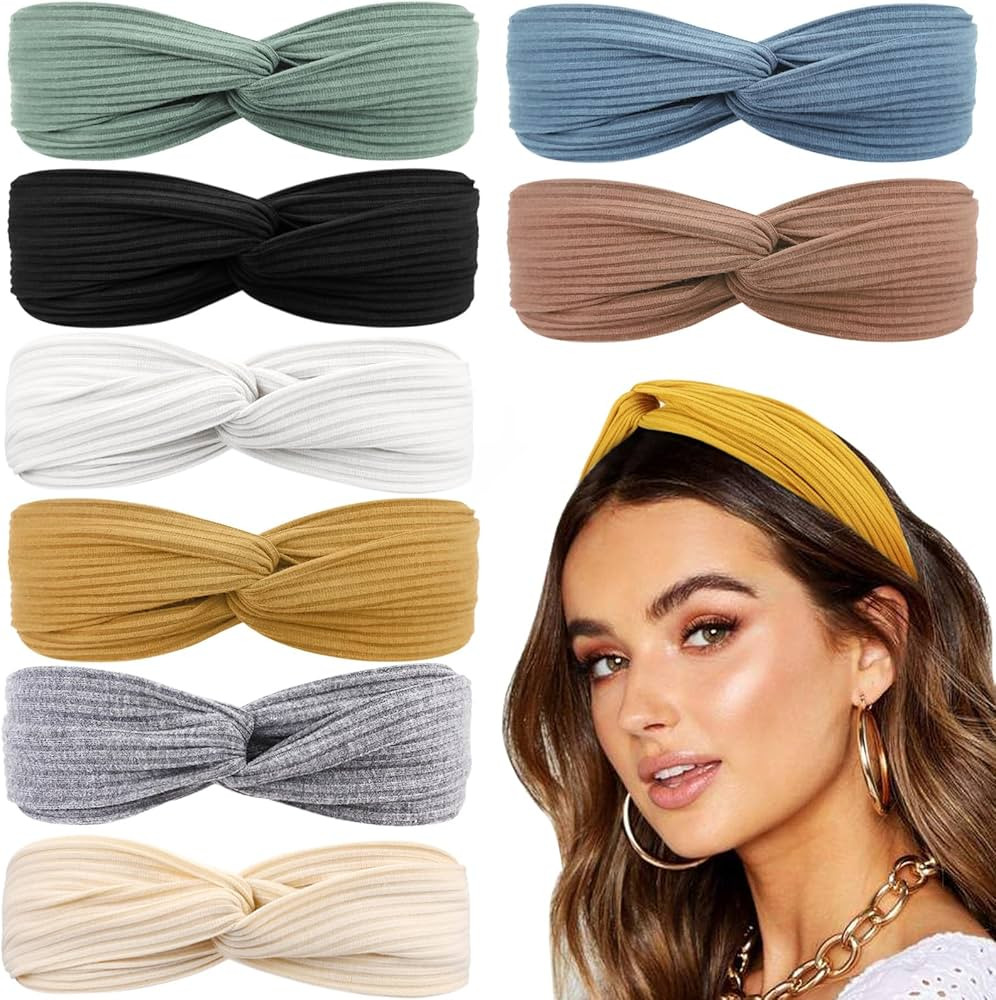 DRESHOW 8 Pack Knotted Headbands for Women Criss Cross Head Wrap Non Slip Boho Headband Twisted E... | Amazon (US)