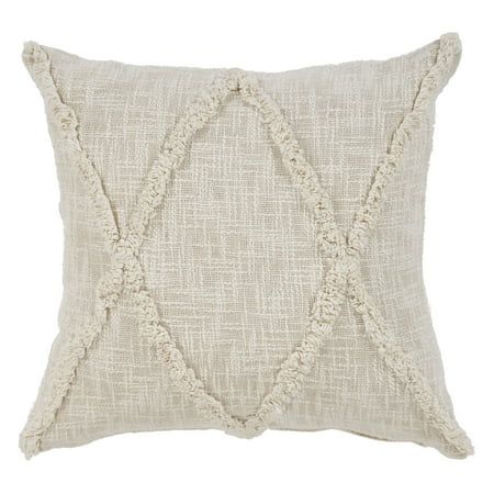 LR Home Carlton Khaki Diamonds Indoor Throw Pillow Natural 20" x 20" Indoor Square Hand - Crafted | Walmart (US)