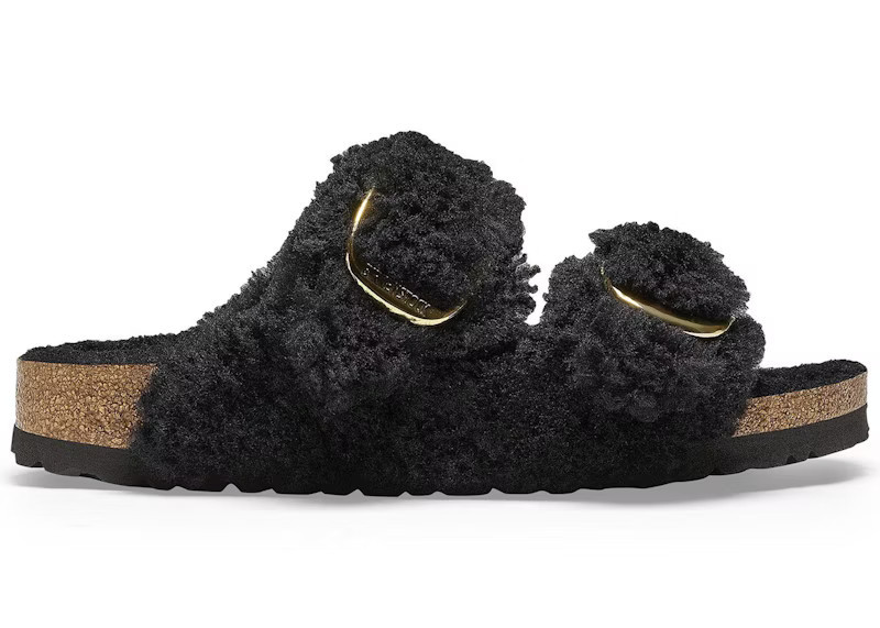 Birkenstock Arizona Big Buckle Shearling (Women's) Sneakers in Black/Gold | StockX