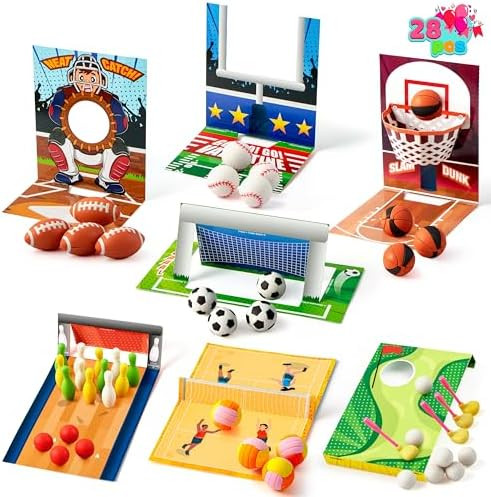 JOYIN 28 Pcs Valentine's Day Sports Game Card with 7 Sports Ball Erasers for Kids, Mini Football ... | Amazon (US)