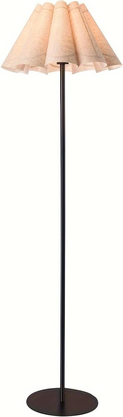 Modern Floor Lamp, Black Pole Floor Lamps, Simple Design Tall Lamp with Beige Lampshade, Standing... | Amazon (US)
