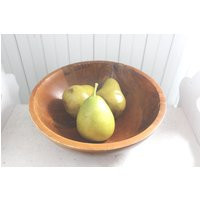 Vintage Rustic Turned Wooden Bowl - Wood Features Cabin, Trees On The Side Salad Serving | Etsy (US)