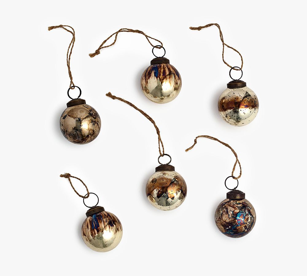 Mouth Blown Antique Gold & Brass Ball Ornaments - Set of 6 | Pottery Barn (US)