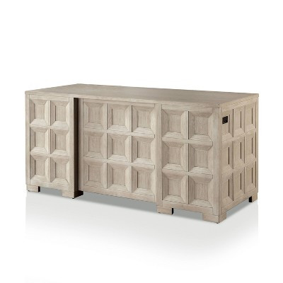 Furniture of America Flonnin 66" Modern Classic 7 Drawer Executive Desk with Locking File Drawers Tawny Brown | Target
