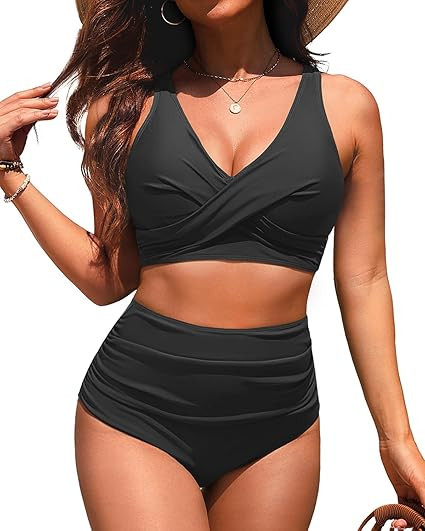 High Waisted Two Piece Swimsuit-Womens Bikini Set Tummy Control Bathing Suit Modest Full Coverage... | Amazon (US)