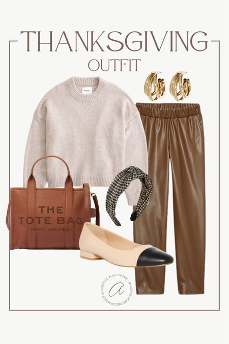 Thanksgiving outfit idea ! Perfect for a casual fall outfit idea too. Love this Abercrombie sweater, leather pants, tote bag and fall accessories 

#LTKSeasonal #LTKfindsunder100 #LTKstyletip