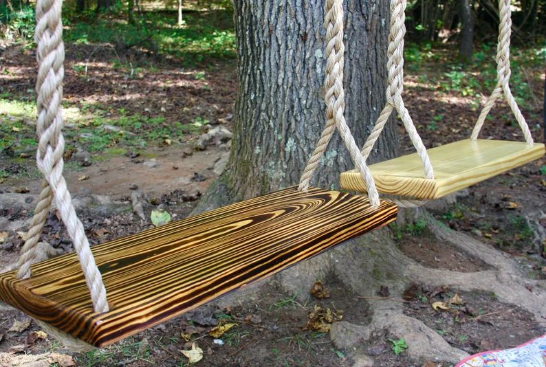 Handcrafted Large Adult Wooden Tree Swing, Natural or Charred Finish, Rope Included | Etsy (US)