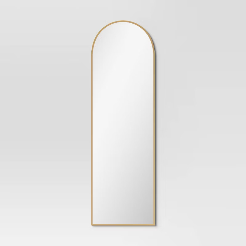 20" x 65" Arched Metal Leaner Mirror Brass - Threshold™ | Target