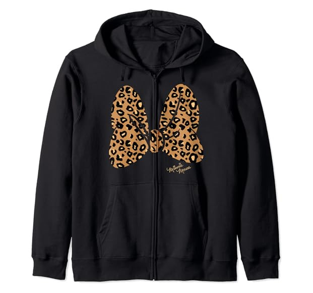 Disney Minnie Mouse Leopard Print Bow Zip Hoodie | Amazon (US)