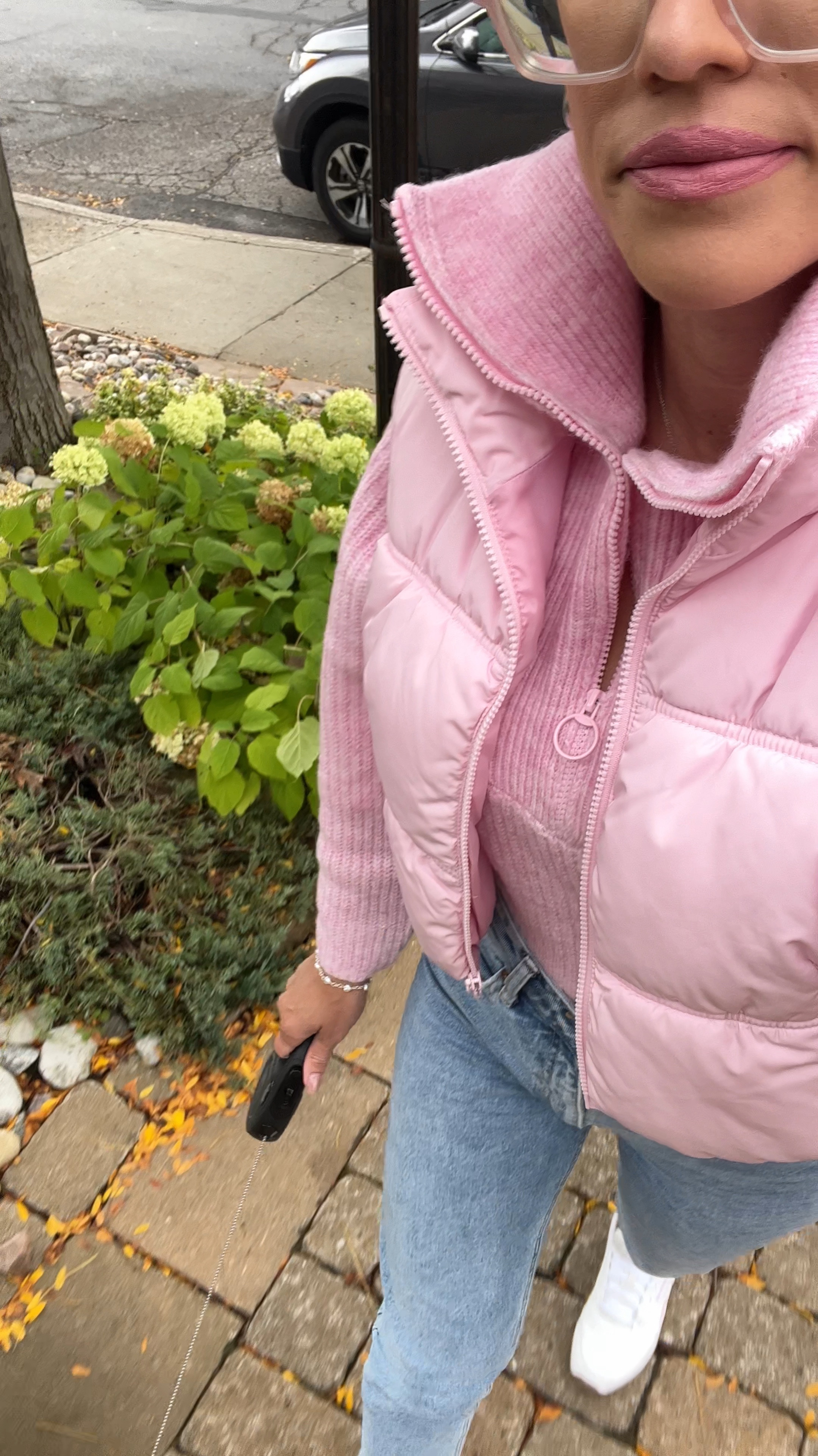 Oversized Half-zip Sweater - Light pink - Ladies