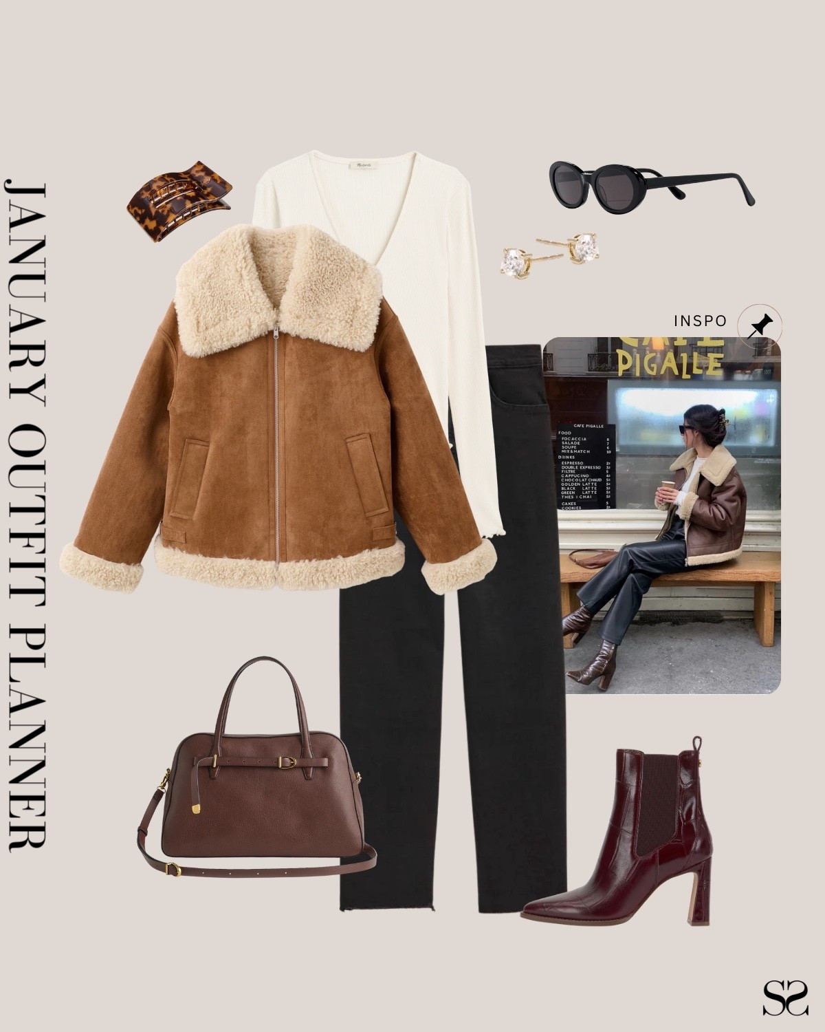 Monthly outfit planner JANUARY: Winter outfits | Sherpa coat, black jean, cardigan, burgundy boot

#classicstyle #LTKstyletip #winteroutfit #dressycasual 

Image inspo credit: Pinterest 

#LTKootd #LTKSeasonal #LTKgrwm