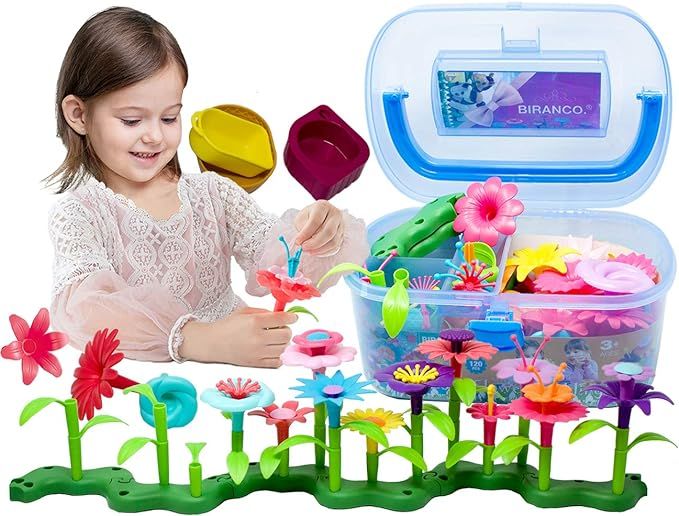 BIRANCO. Flower Garden Building Toys - Build a Bouquet Floral Arrangement Playset for Toddlers an... | Amazon (US)
