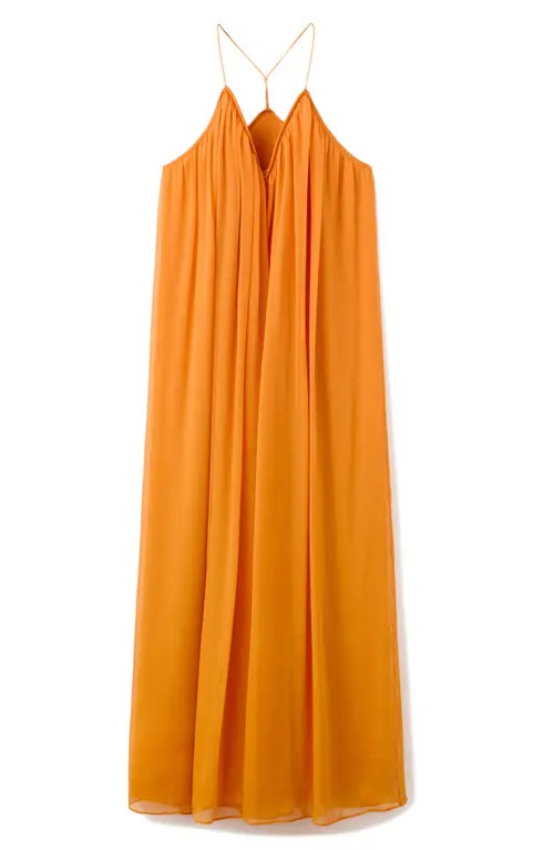 MANGO Flowy Chiffon Maxi Dress in Orange at Nordstrom, Size 2 | Nordstrom