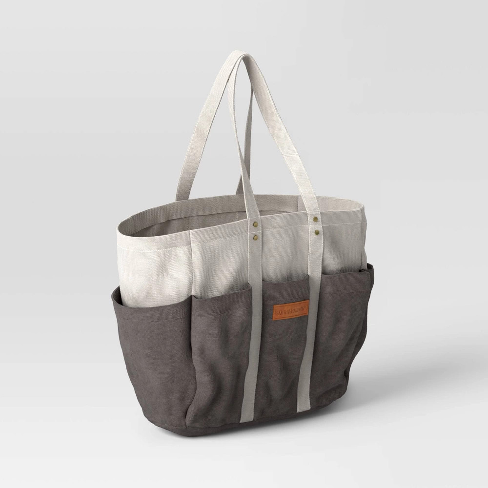 16oz Canvas Gardening Tote Gray/White - Smith & Hawken | Target
