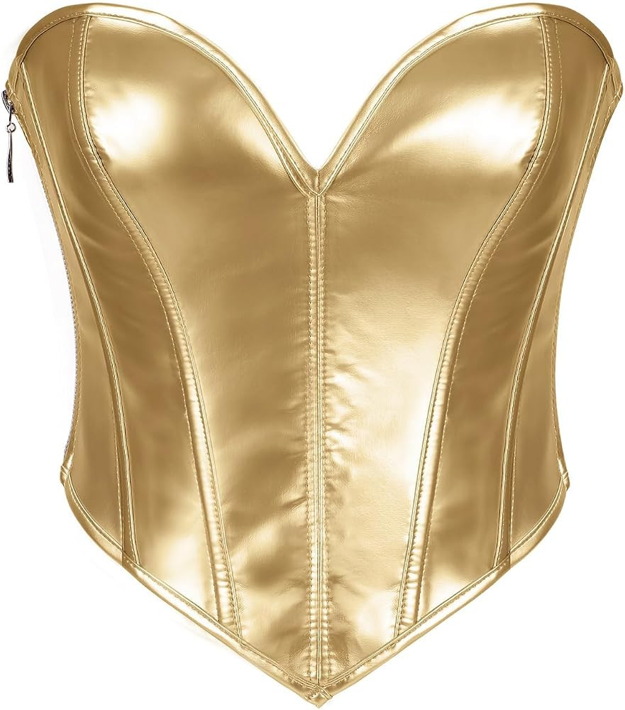 WERFORU Women PU Leather Corset Top Lace-up Tied Underbust Costume Waspie Steampunk Zipper Bustie... | Amazon (US)