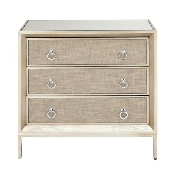 DecMode Wood Glam Chest with Mirrored Top, Beige, 32"W - Walmart.com | Walmart (US)