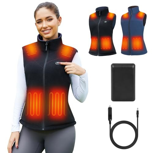 Reversible Heated Vest for Women with 12V Battery, Electric Rechargeable Fleece Heating Jacket for Outdoor Camping,Car | Amazon (US)