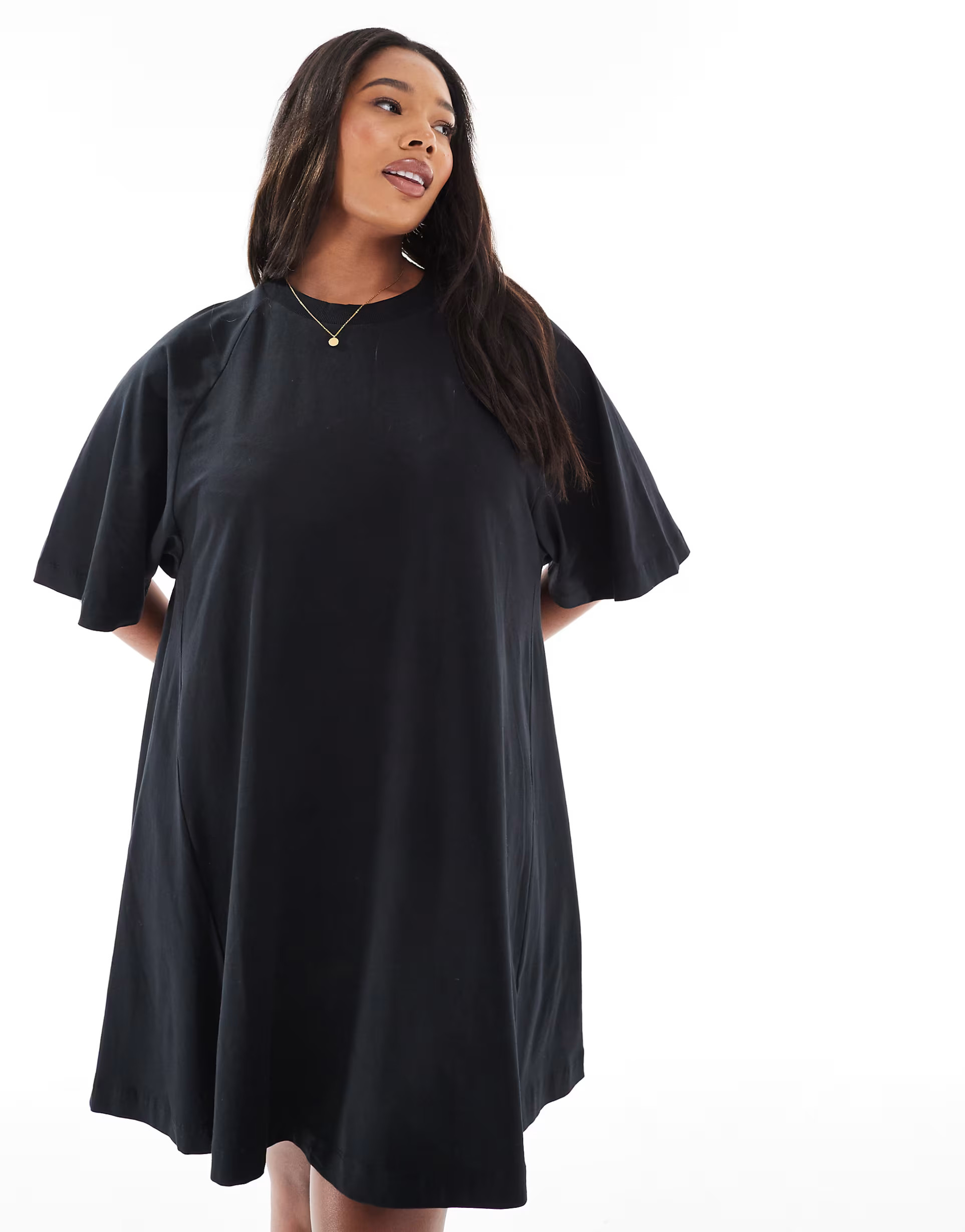 ASOS DESIGN Curve t-shirt mini swing dress in black | ASOS | ASOS (Global)