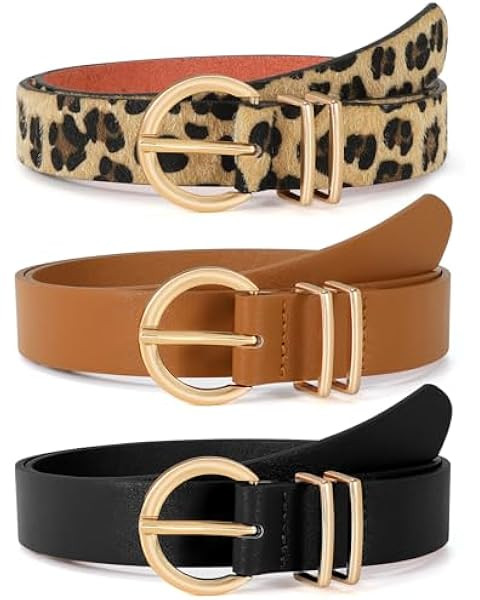 JASGOOD Women’s Leather Belts for Jeans Pants Fashion Ladies Belt with Gold Buckle | Amazon (US)