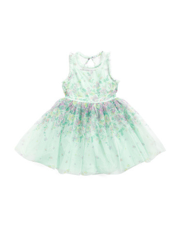 Girls Floral Dress With Mesh Overlay | Little Girl Dresses | Marshalls | Marshalls
