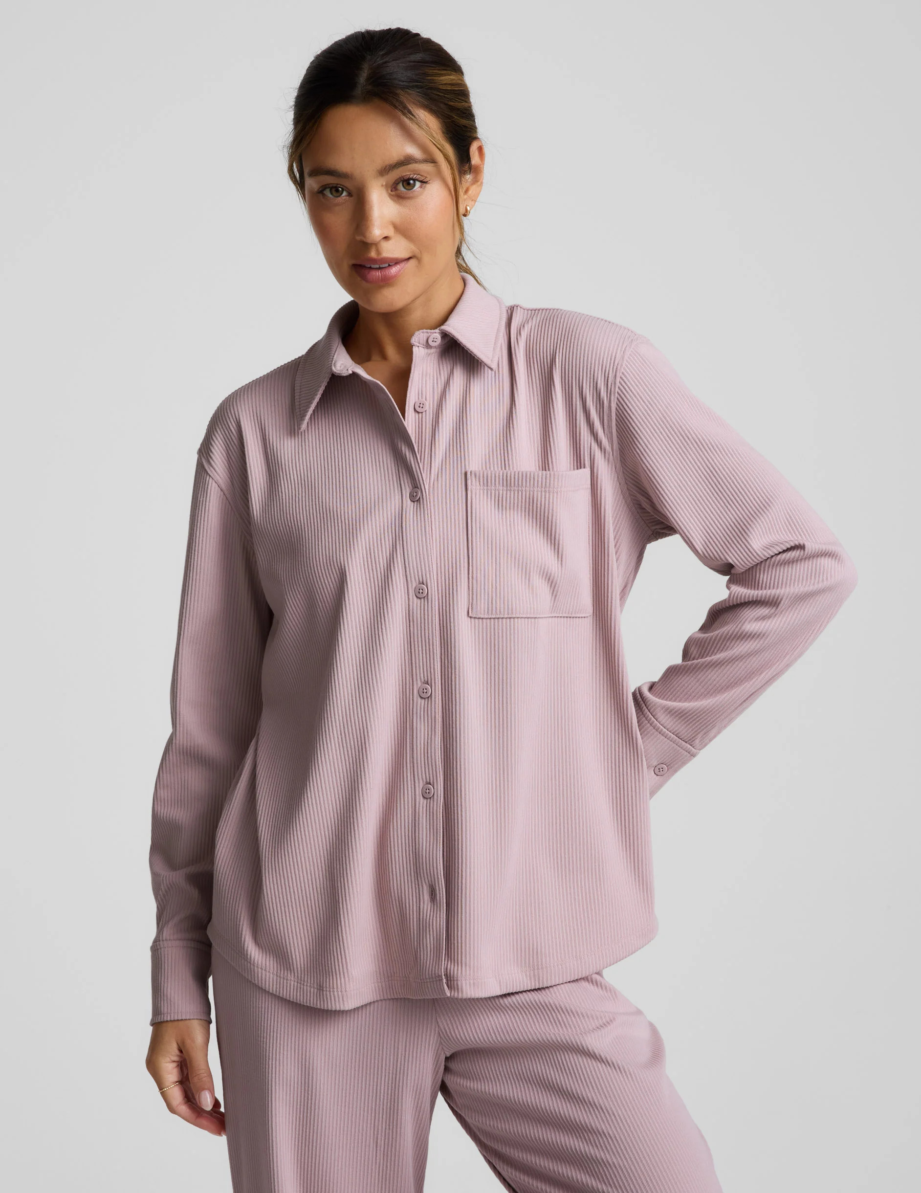 Breathe Easy Comfort Cord Button Up | Beyond Yoga | Beyond Yoga