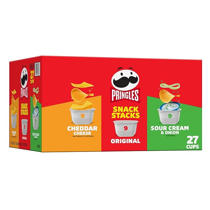 Pringles Potato Crisps Chips, On-the-Go Snacks, Snack Stacks, Variety Pack, 19.3oz Box (27 Cups)... | Amazon (US)