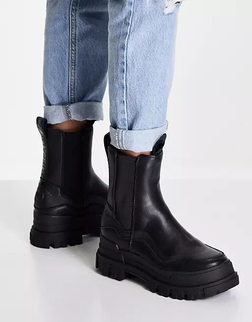 Buffalo Aspha Wave chunky ankle boot in black | ASOS (Global)