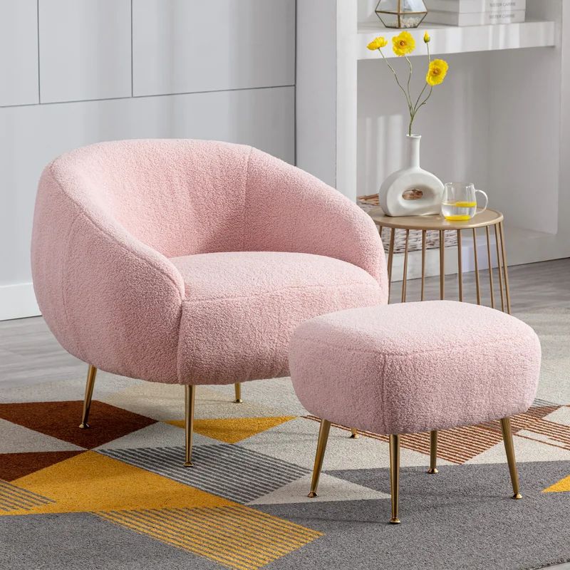Orbie Velvet Accent Chair Armchair With Ottoman | Wayfair North America