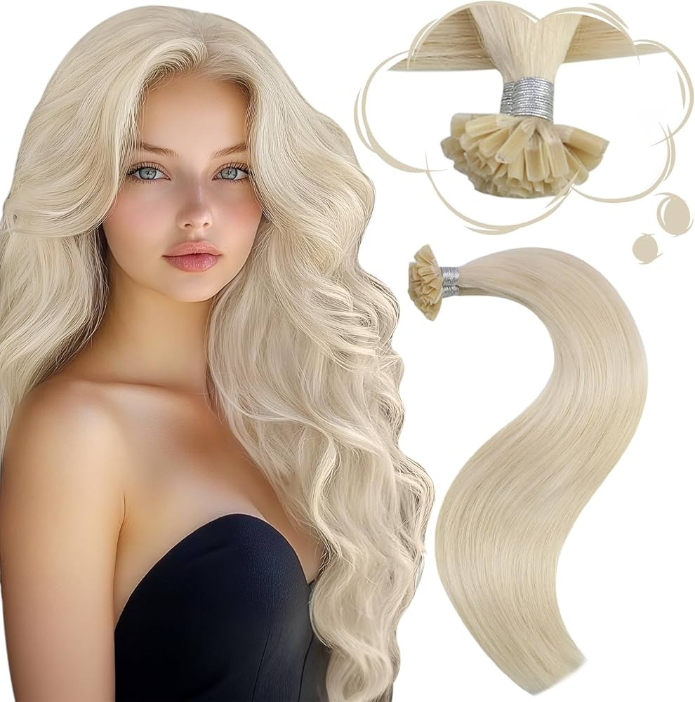 Moresoo U Tip Hair Extensions Human Hair Platinum Blonde Hair Extensions Human Hair U Tip Keratin... | Amazon (US)
