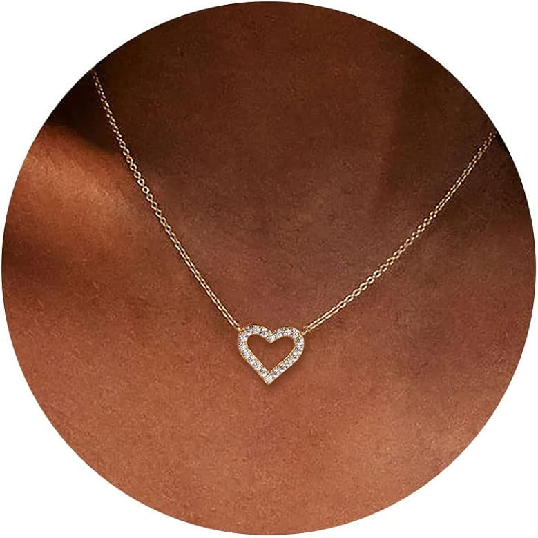 GUOKE Heart Necklaces for Women, Cute Necklaces 14K Plated Dainty Gold Necklace Trendy Layered Je... | Amazon (US)