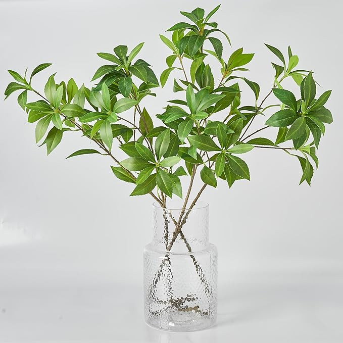 4Pcs Real Touch Faux Japonica Leaf Branches 29 Inch High, Artificial Greenery Stems for Home Offi... | Amazon (US)