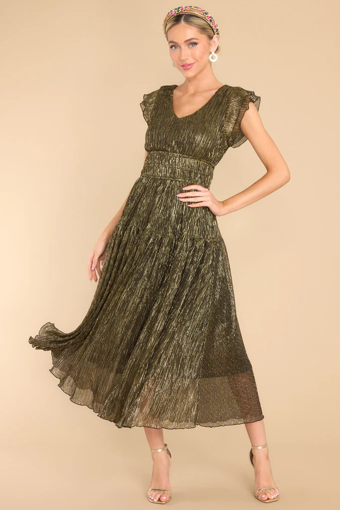 Beyond Iconic Gold Midi Dress | Red Dress 