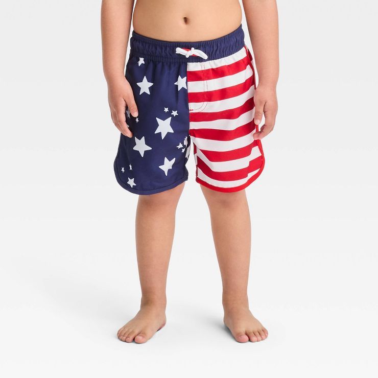 Toddler Boys' Flag Swim Shorts - Cat & Jack™ Blue | Target