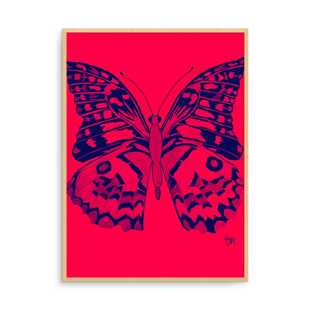 Red Pop Art Butterfly Print - Etsy | Etsy (US)