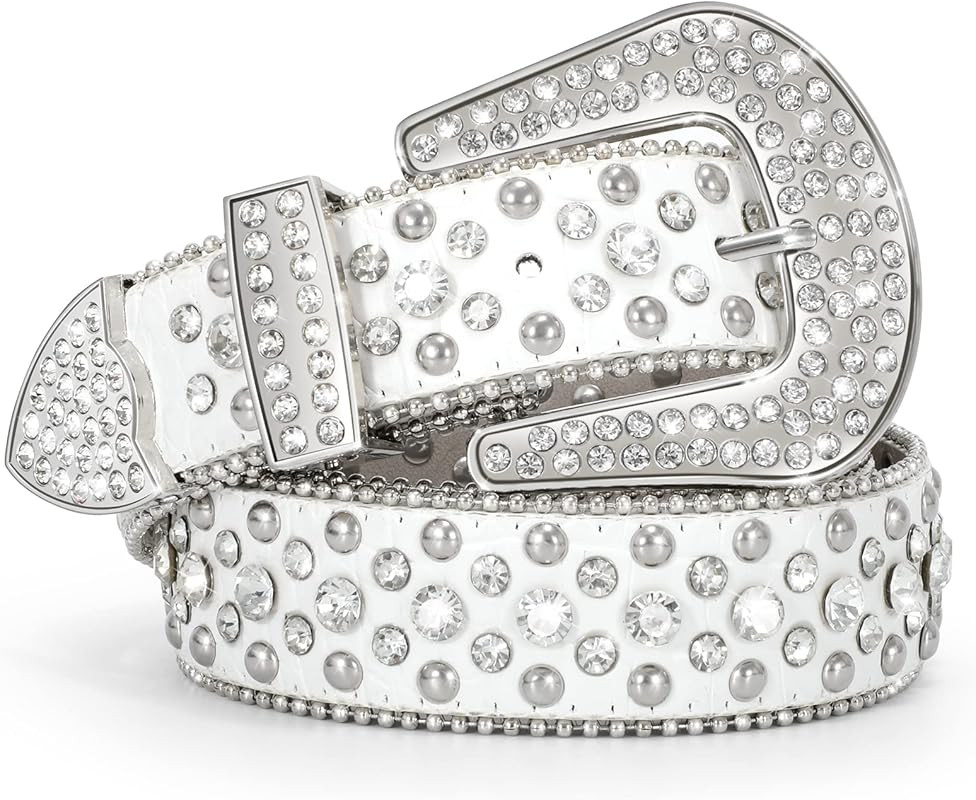 JASGOOD Rhinestone Belt for Women and Men Ladies Weatern Cowgirl Cowboy Bling Belt for Jeans Pant... | Amazon (US)