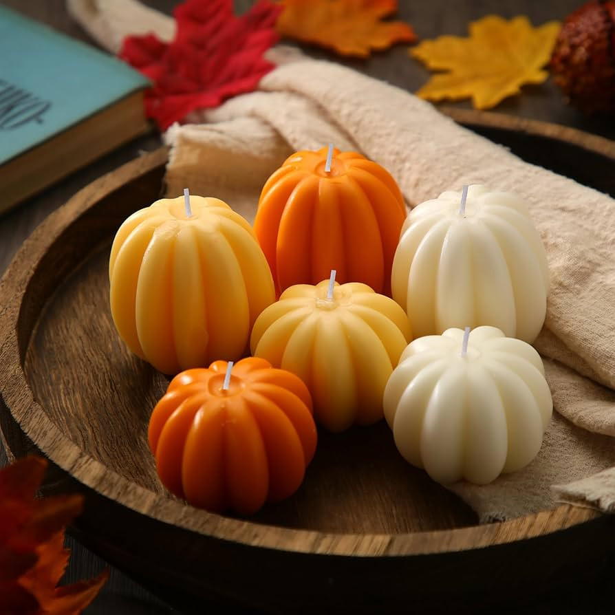 MTLEE 6 Pieces Fall Pumpkin Shaped Candles Thanksgiving Scented Candles Pumpkin Tealight Candles ... | Amazon (US)