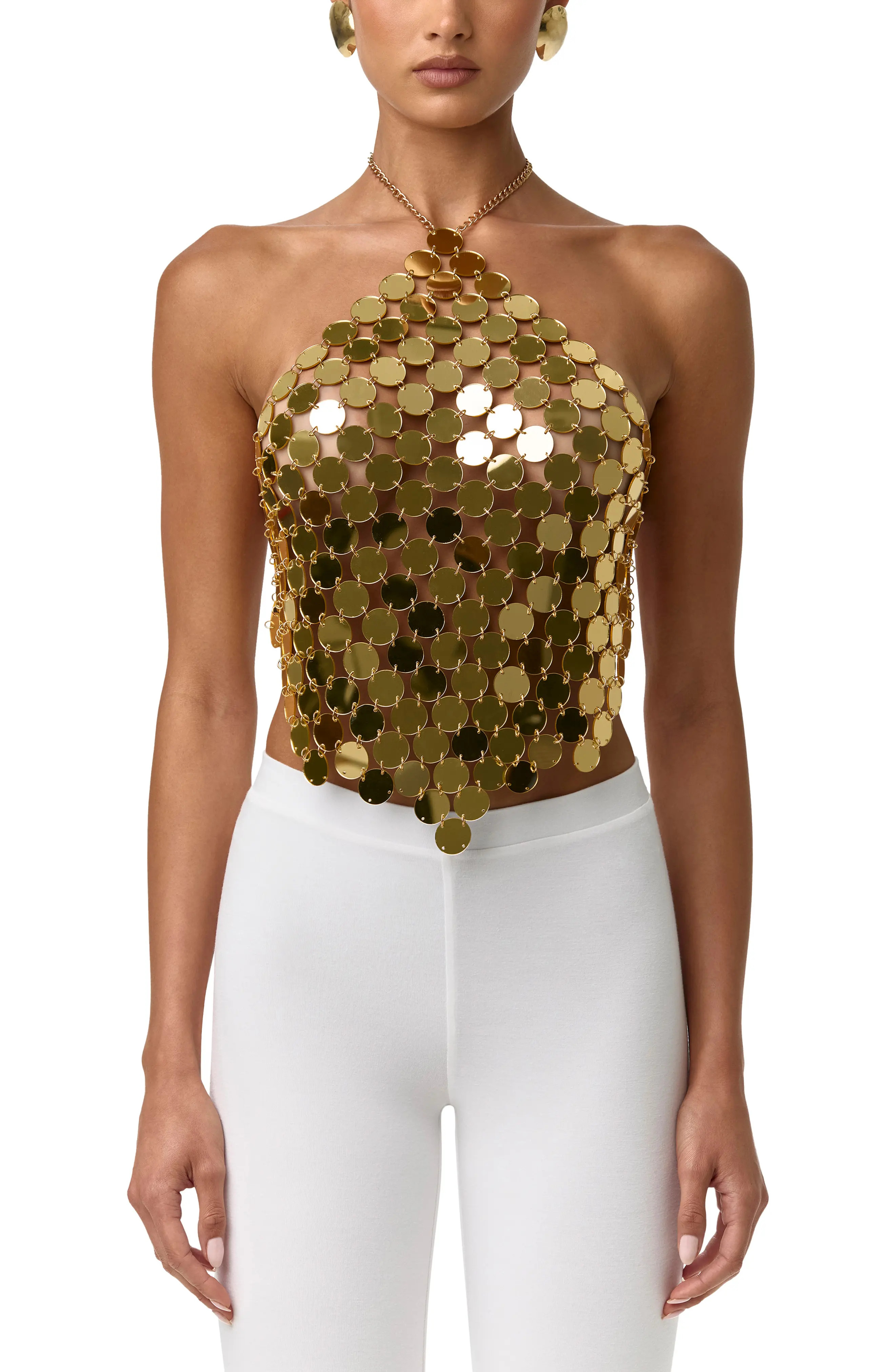 Naked Wardrobe Chain Link Mesh Sequin Top (Women) | Nordstrom | Nordstrom
