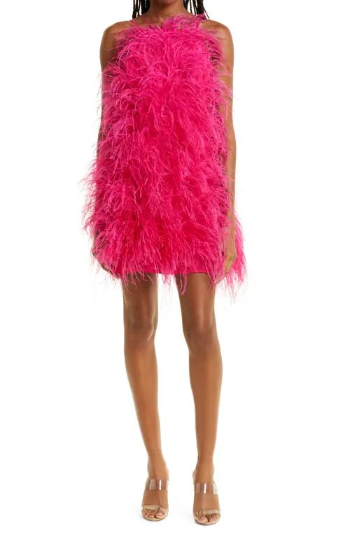 Cult Gaia Shannon Ostrich Feather Dress in Qajar Rose at Nordstrom, Size Large | Nordstrom