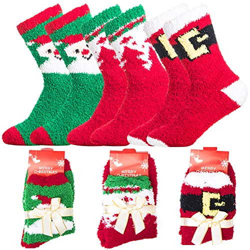 Yoicy Women Christmas Fuzzy Fluffy Socks - Cozy Warm Slipper Bed Socks For Xmas Gift | Amazon (US)