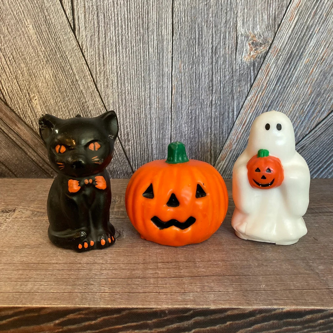 Vintage Halloween Candle Black Cat Pumpkin Jack O Lantern Ghost Pick 1 Wax Decorative Halloween C... | Etsy (US)
