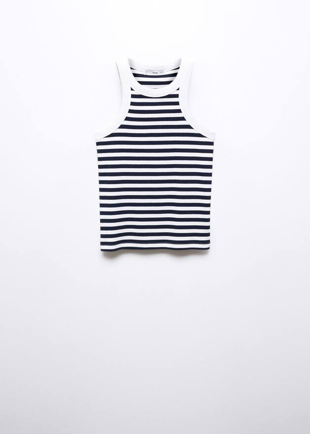 Ribbed cotton-blend top | MANGO (UK)