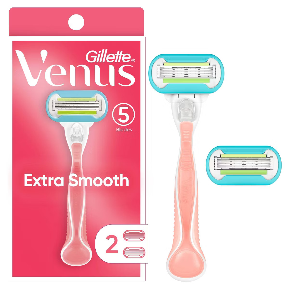 Venus Extra Smooth Pink Women's Razor + 2 Razor Blade Refills | Target